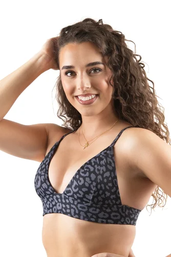 PLAVKOVÝ TOP RIA DELUXE LEOPARD ČERNÝ - Velikost: M