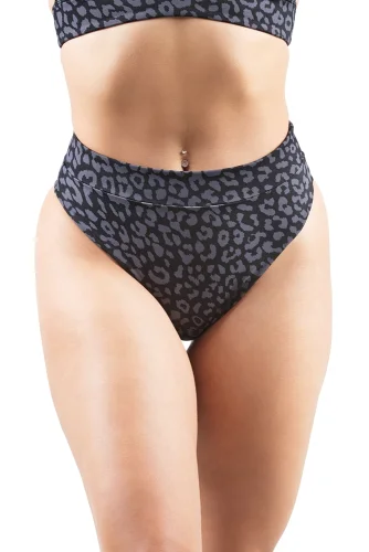 SPODNÍ DÍL PLAVEK RIA DELUXE LEOPARD ČERNÝ - Velikost: XS