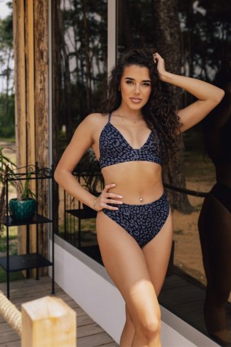 SPODNÍ DÍL PLAVEK RIA DELUXE LEOPARD ČERNÝ - Velikost: XXL