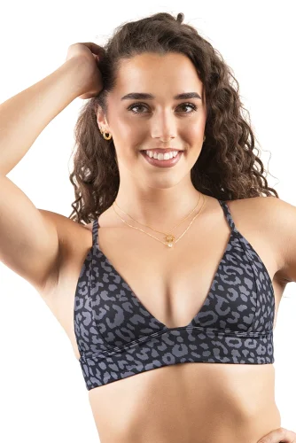 PLAVKOVÝ TOP RIA DELUXE LEOPARD ČERNÝ - Velikost: S