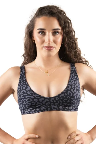 PLAVKOVÝ TOP SERENA LEOPARD ČERNÝ - Velikost: XL