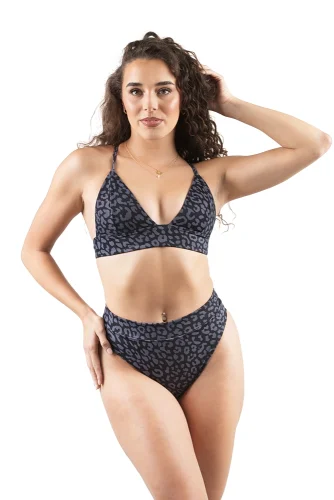 PLAVKOVÝ TOP RIA DELUXE LEOPARD ČERNÝ - Velikost: M