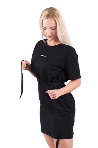 TRIČKOVÉ ŠATY OVERSIZED ČERNÉ - Velikost: L